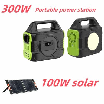 EU AC Socket Compatible تمام نیروگاه های خورشیدی قابل حمل 300W با باتری لیتیوم RV