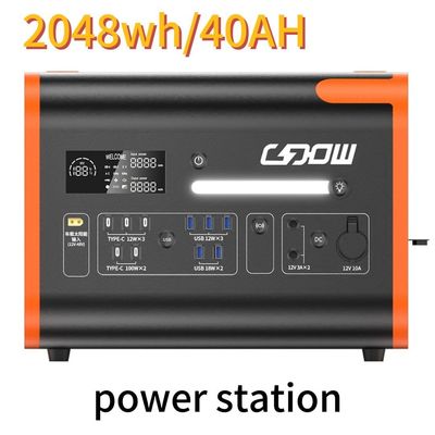 AC Pure Sine Wave 2200W/2048wh ایستگاه برق قابل حمل برای سفر خانوادگی در فضای باز