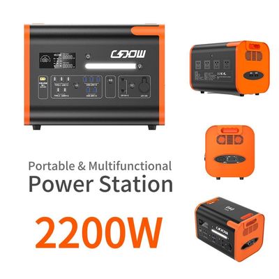 بانک برق قابل حمل 2200W با نوع C 3*18W/2*100W و پانل خورشیدی قابل شارژ 2500W