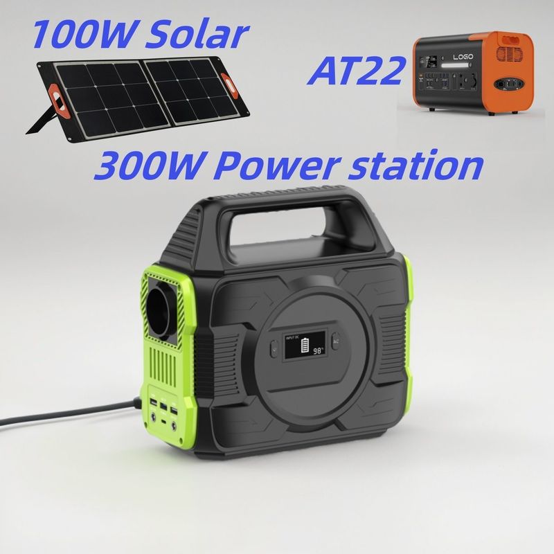 300W AC DC دو نوع USB نوع C شارژ ایستگاه برق قابل حمل برای ژنراتور خورشیدی