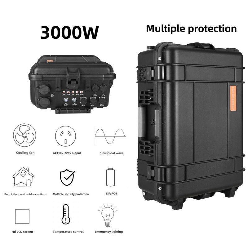 3000W LiFePO4 ایستگاه برق تلفن همراه ذخیره سازی انرژی قابل حمل برای بالکن و خانه