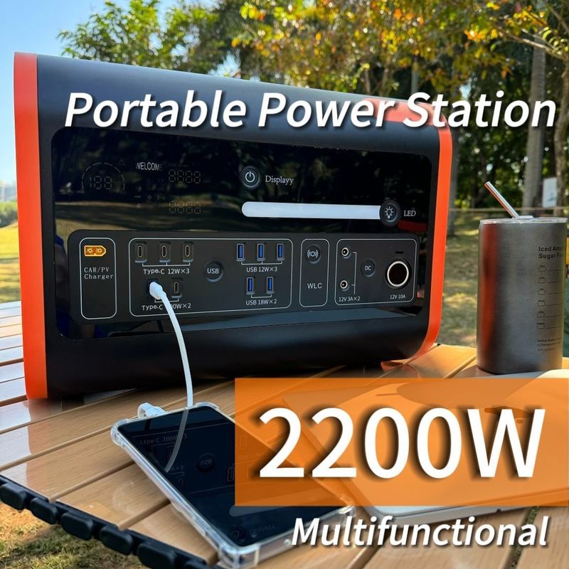 2200W ژنراتور نیروگاه خورشیدی قابل حمل برای کمپینگ سازگار با محیط زیست و سفارشی سازی