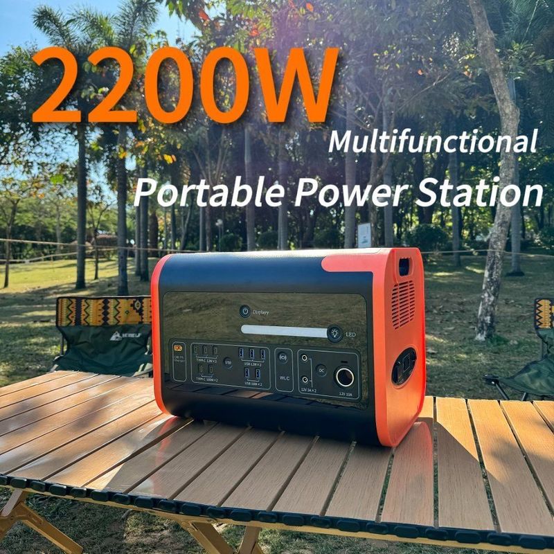 ایستگاه برق قابل حمل 2200W خروجی AC DC و 2000wh ورودی خورشیدی برای کمپینگ در فضای باز