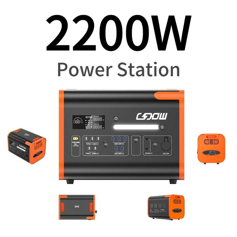 2200W 2000W 2500W ایستگاه برق باتری قابل حمل با شارژ AC و خروجی USB نوع C