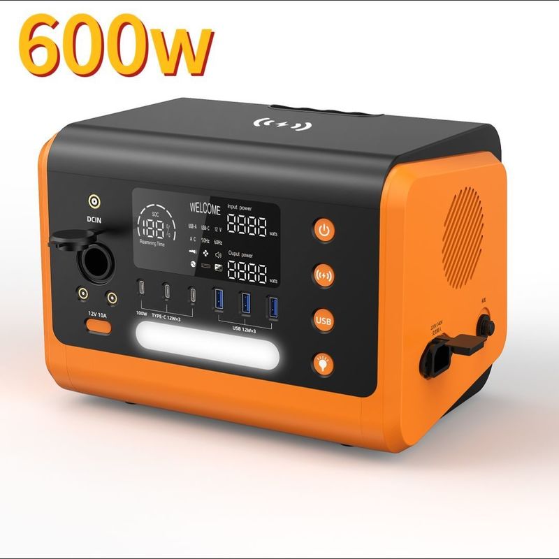 ذخیره سازی اضطراری 600W ایستگاه برق در فضای باز قابل حمل با شارژ سریع 1 ساعت