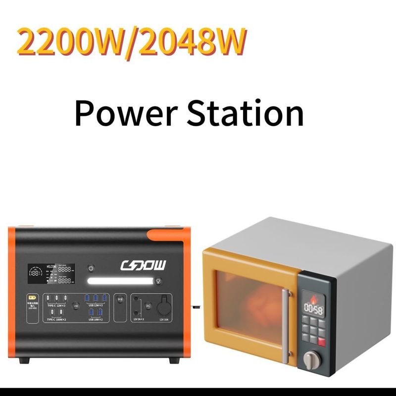 ایستگاه برق قابل حمل 1500W / 2200W / 3000W UPS با تمام سوکت های خروجی AC در نارنجی سیاه