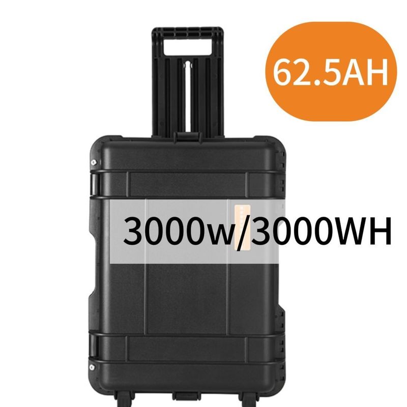 3000W / 62.5ah نیروگاه حمل و نقل ضد آتش مقاوم در برابر لباس سیاه با ظرفیت بالا