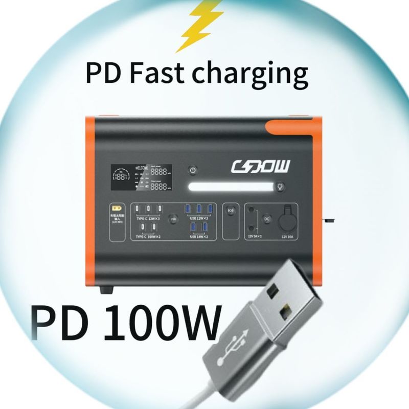 2200W/2000W/2400W ایستگاه برق قابل حمل با صفحه نمایش LCD نارنجی سیاه قابل تنظیم