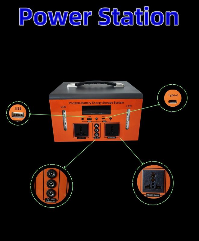 به طور مستقیم فروش 500W در فضای باز کمپینگ ایستگاه برق قابل حمل ولتاژ ورودی DC آداپتور
