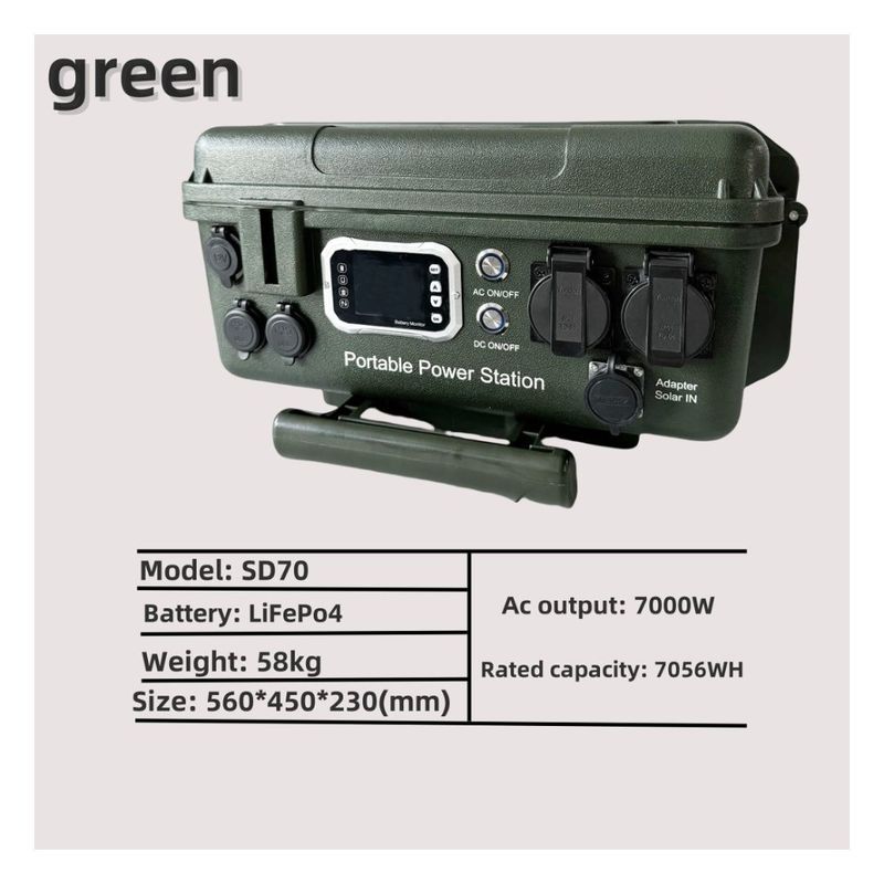 سوکت خروجی AC EU/Jp/Us/Za/UK/Au ایستگاه برق قابل حمل 7000W برای شارژ چند صحنه