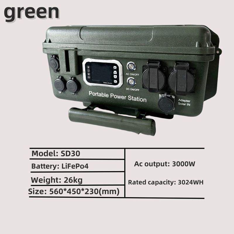 کار در فضای باز کمپینگ اضطراری 110V / 230V / 3000W نیروگاه با پورت AC / DC / USB